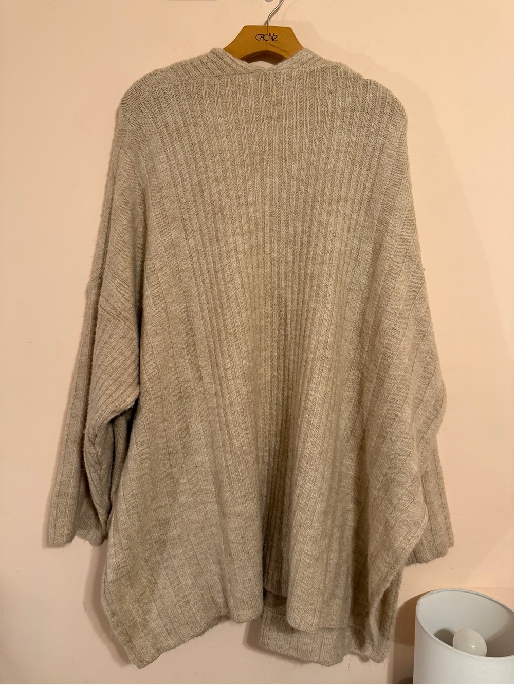 Oversized Oatmeal Ribbed Cardigan - Picture 4 of 6